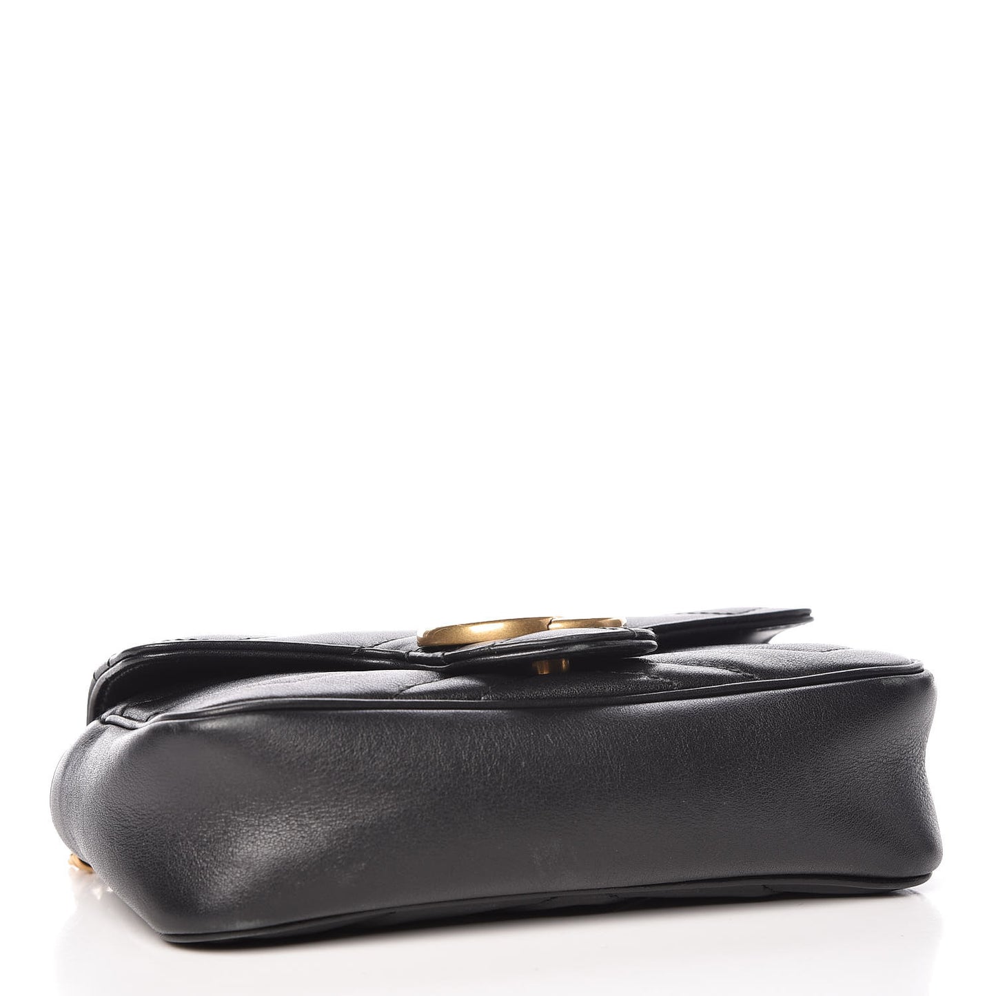 Calfskin Matelasse Super Mini GG Marmont Shoulder Bag Black