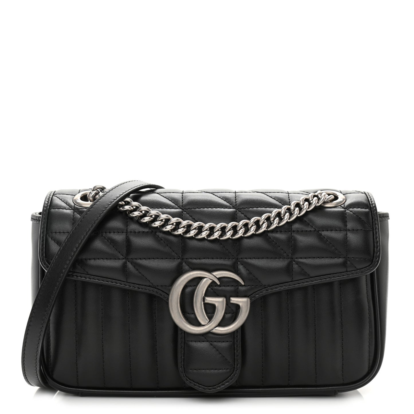 Calfskin Matelasse Aria Small GG Marmont Shoulder Bag Black