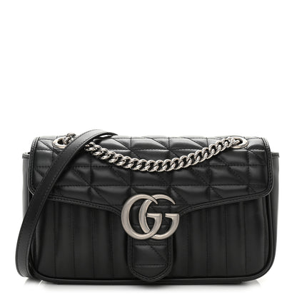Gucci Calfskin Matelasse Aria Small GG Marmont Shoulder Bag Black 1 of 10
