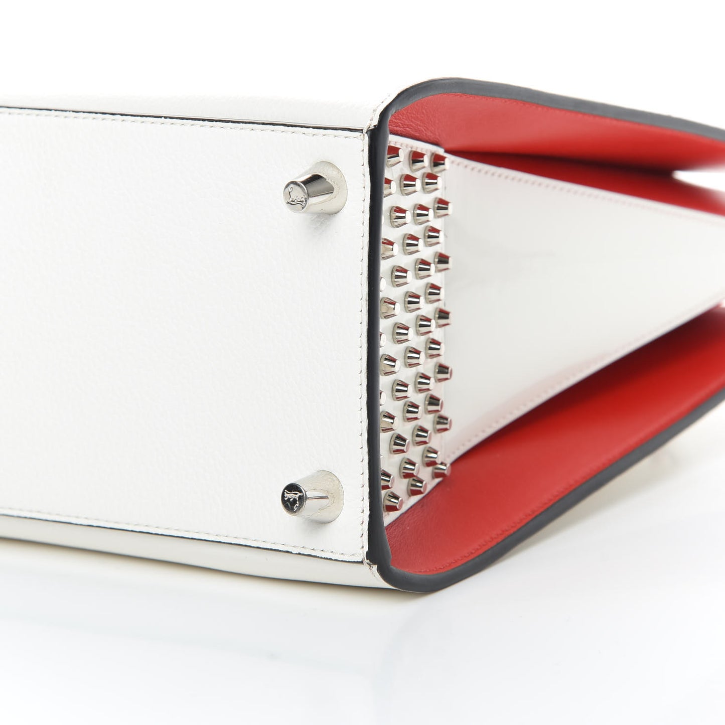 Calfskin Empire Studded Medium Paloma Snow