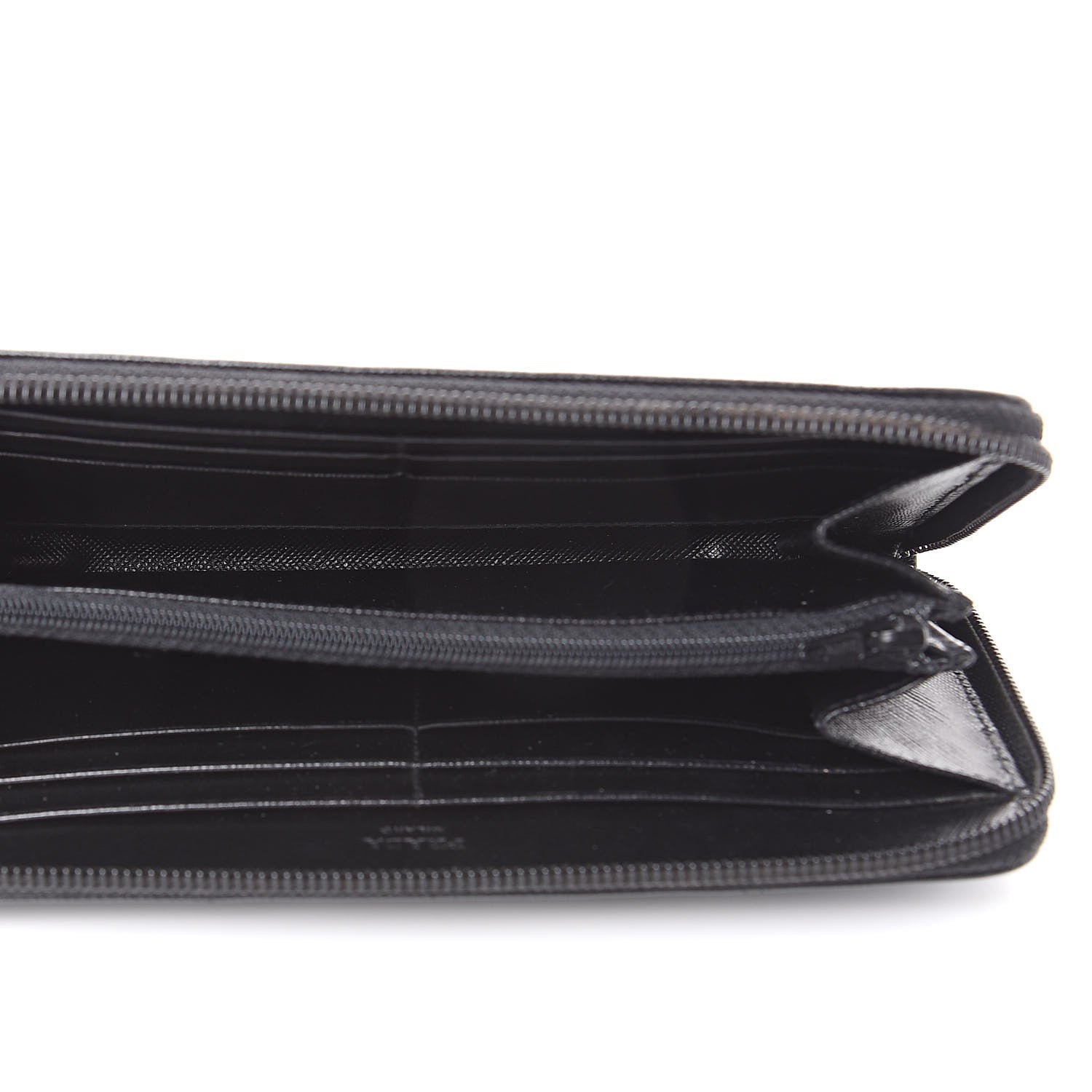 Prada Saffiano Metal Zip Around Wallet Black 5 of 10