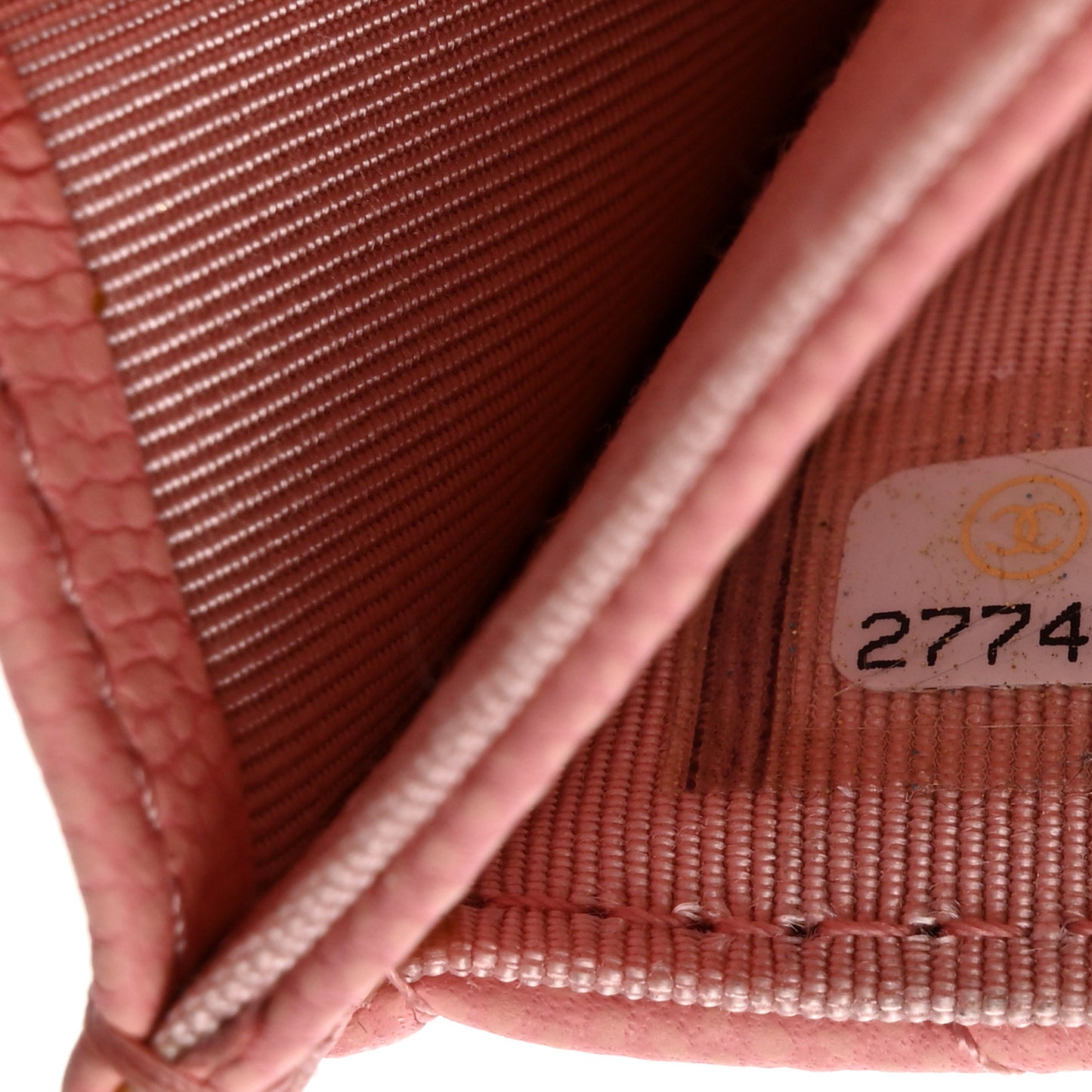 Caviar Chevron Quilted Flap Card Holder Pink