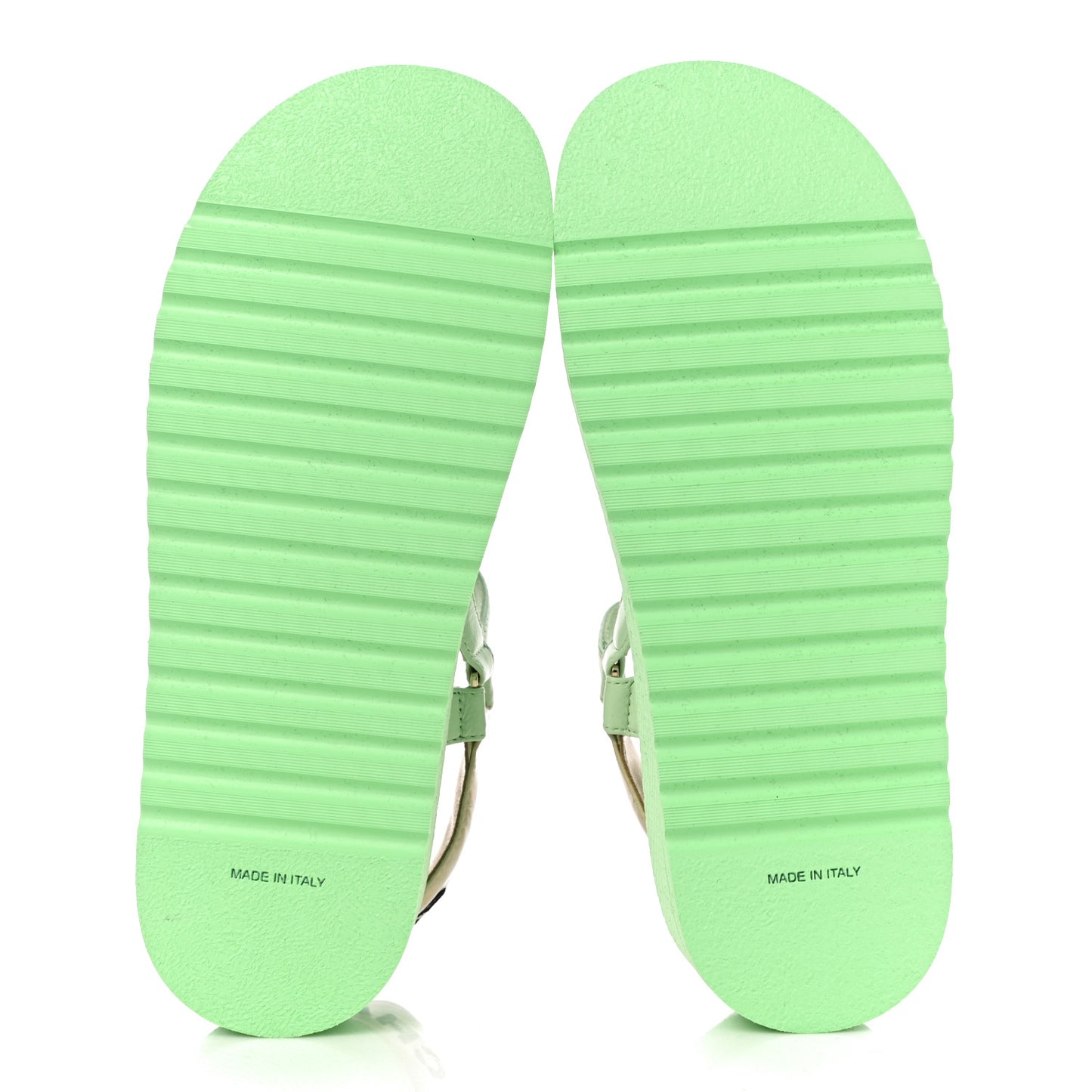 Lambskin Logo Platform Sandals 39 Turquoise Green Gold