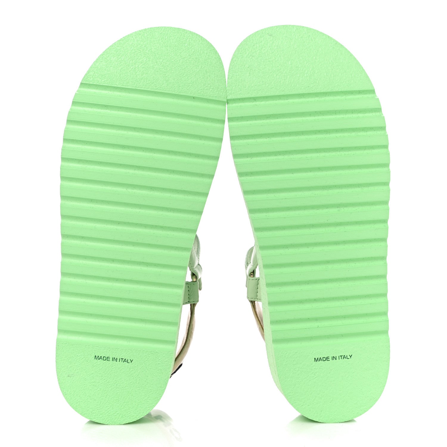 Chanel Lambskin Logo Platform Sandals 39 Turquoise Green Gold 5 of 10