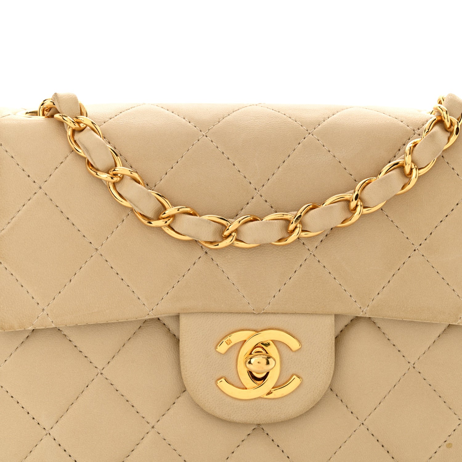Chanel Lambskin Quilted Mini Square Flap Beige 9 of 15