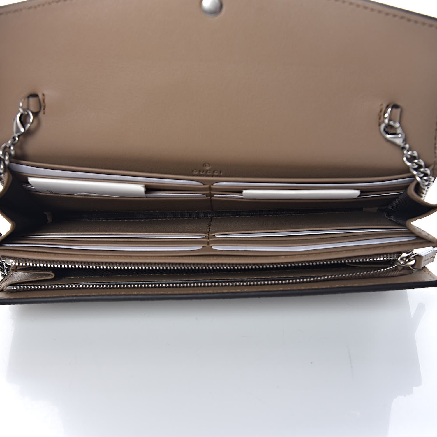 Gucci GG Supreme Monogram Dionysus Chain Clutch Wallet Beige Taupe 5 of 9