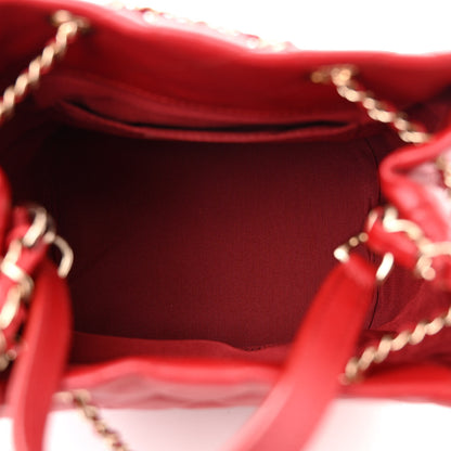 Chanel Caviar Quilted Rolled Up Bucket Drawstring Bag Red 5 of 10