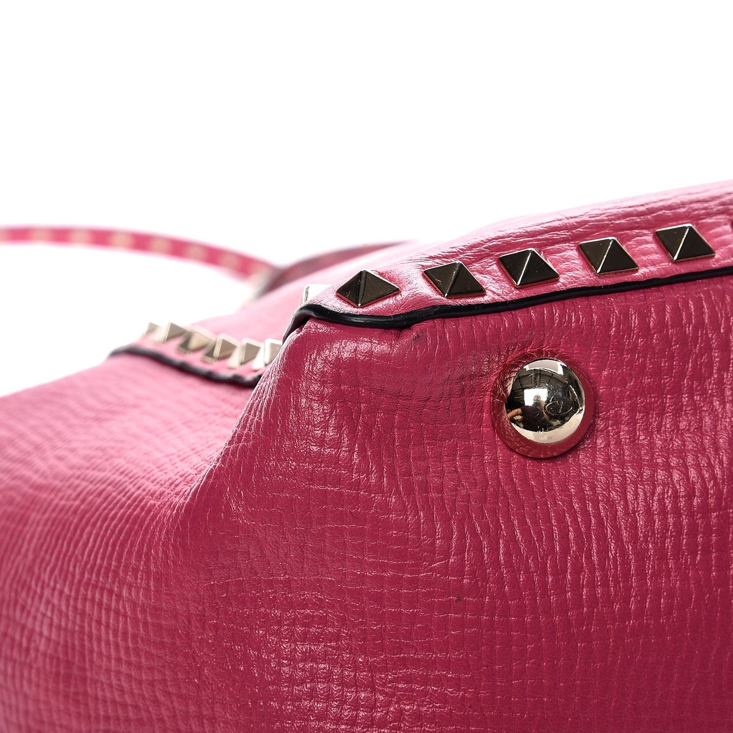 Textured Calfskin Medium Rockstud Tote Pop Fuxia