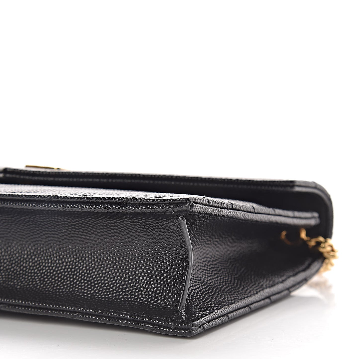 Grain De Poudre Matelasse Chevron Monogram Envelope Chain Wallet Black