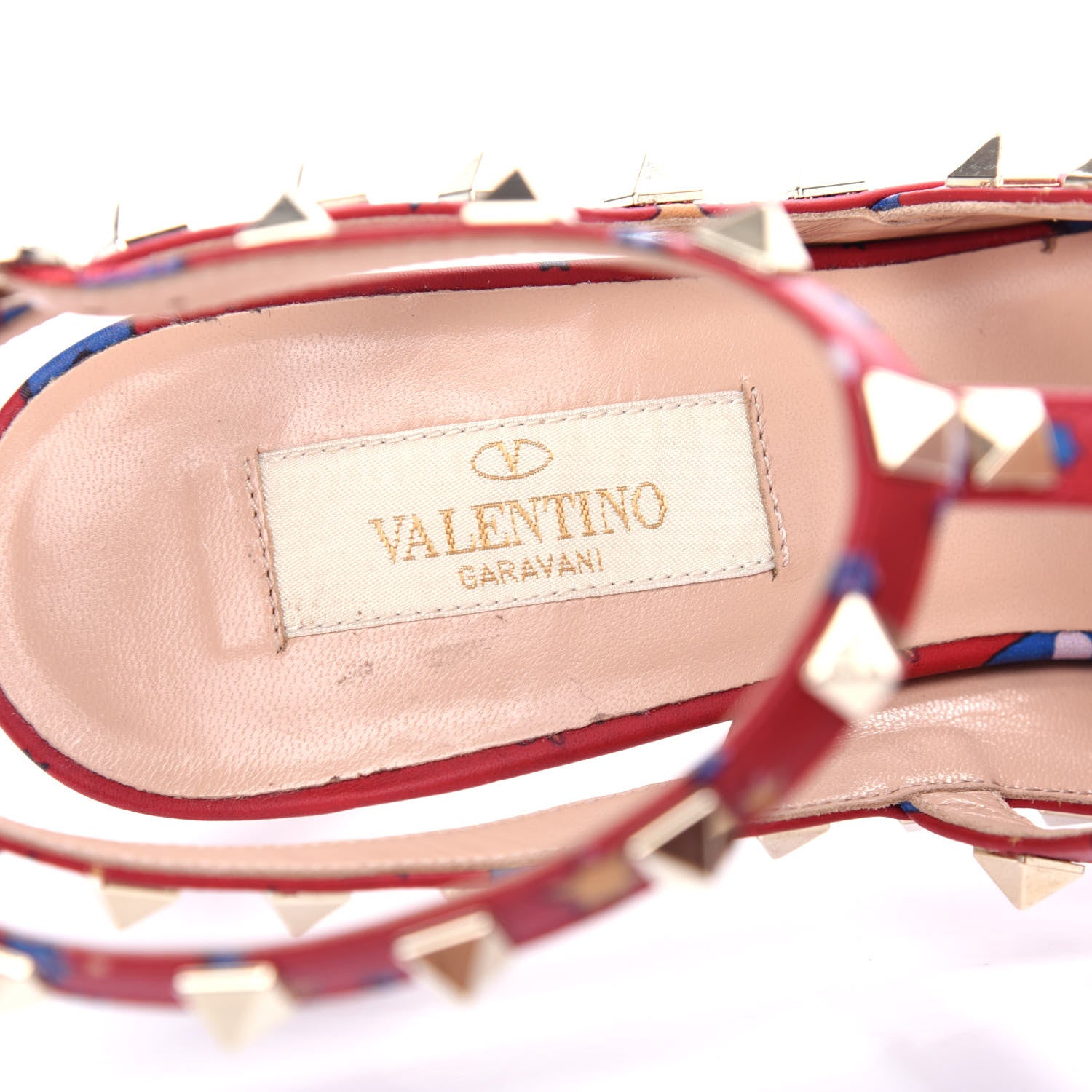 Valentino Garavani Calfskin Nappa Volcano Print Rockstud Ankle Strap 100mm Pumps 38.5 Rosso Valentino 8 of 10
