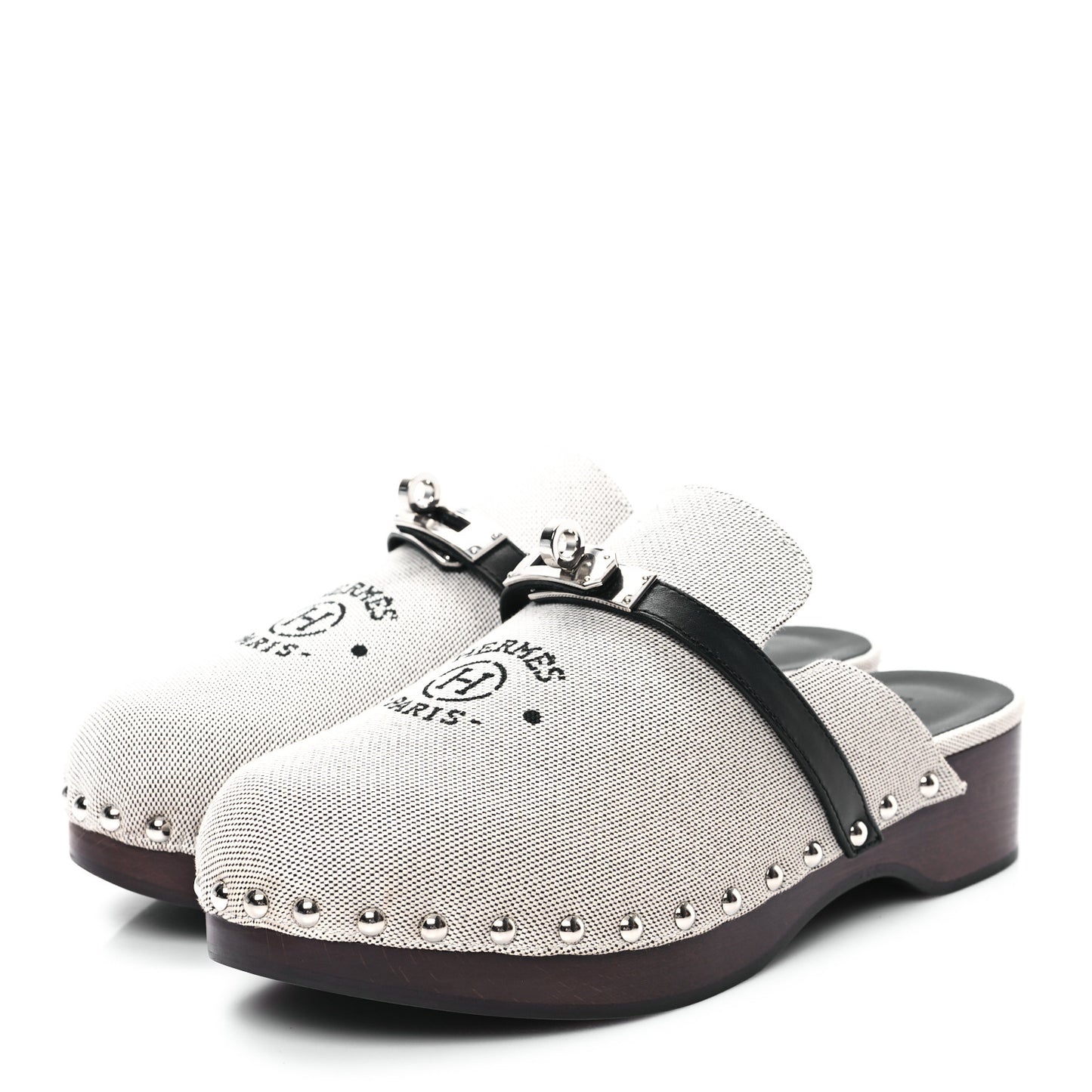 H Canvas Calfskin Carlotta Mules 37 Prunoir Black