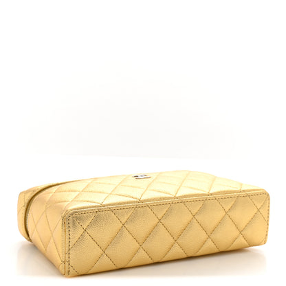 Chanel Metallic Caviar Quilted Top Handle Slim Vanity With Chain Gold 4 of 11