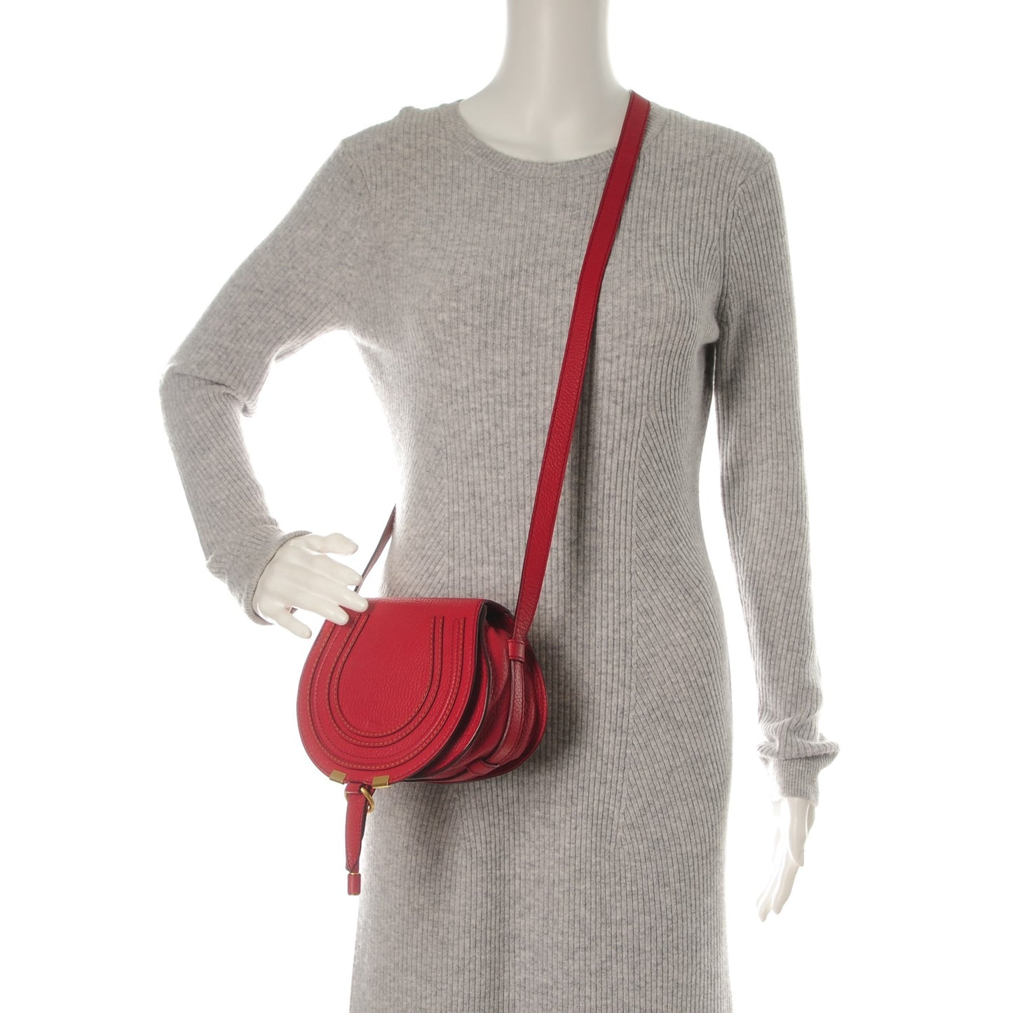 Calfskin Mini Marcie Round Crossbody Bag Red