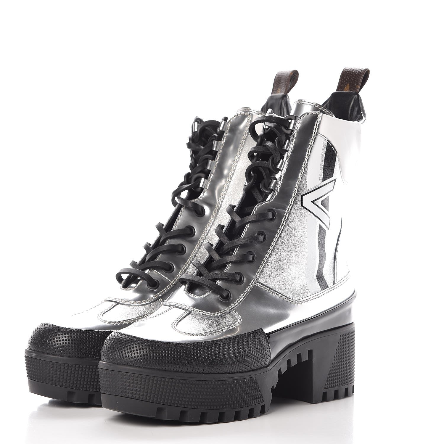 Louis Vuitton Patent Calfskin Spaceship Laureate Platform Desert Boots 36 Silver 3 of 11