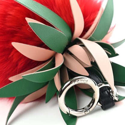 Fendi Fox Rabbit Fur Nappa Pineapple Bag Charm Rosso Cactus Multicolor 5 of 5