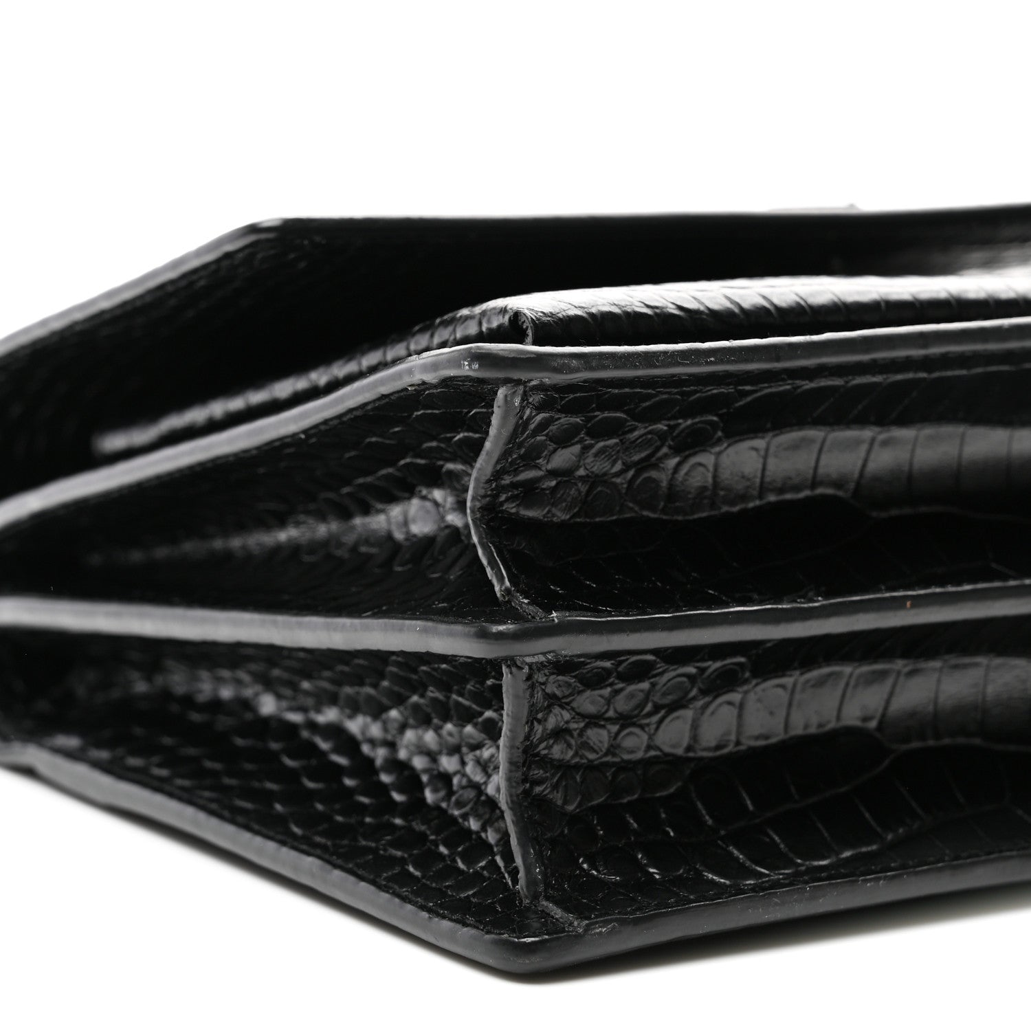 Saint Laurent Calfskin Crocodile Embossed Medium Monochrome Monogram Sunset Black 10 of 11