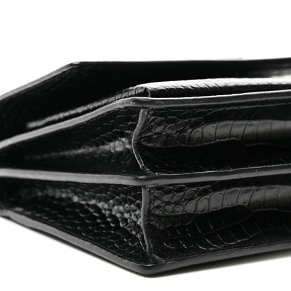 Saint Laurent Calfskin Crocodile Embossed Medium Monochrome Monogram Sunset Black 10 of 11