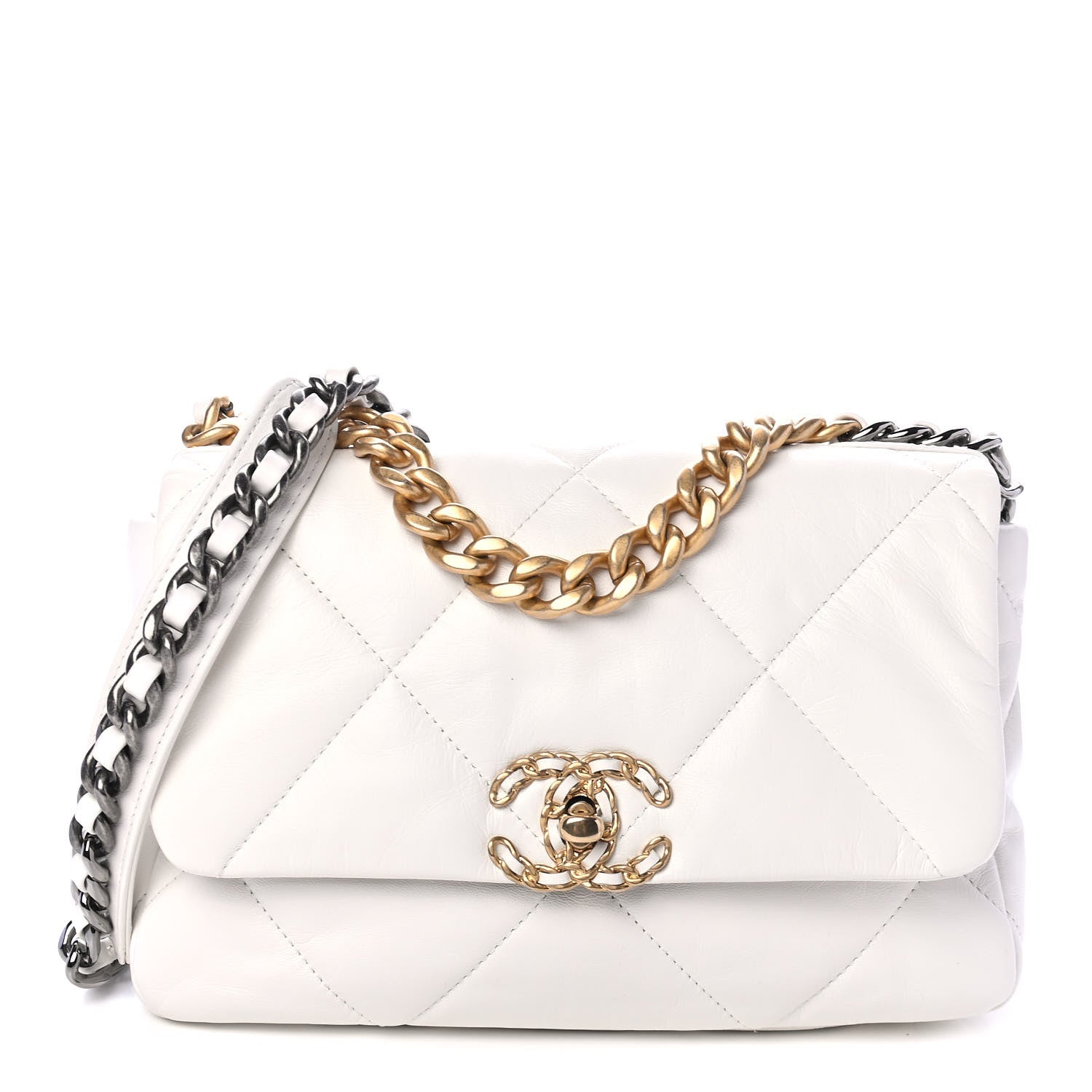 Chanel Lambskin Quilted Medium Chanel 19 Flap White 1 of 4