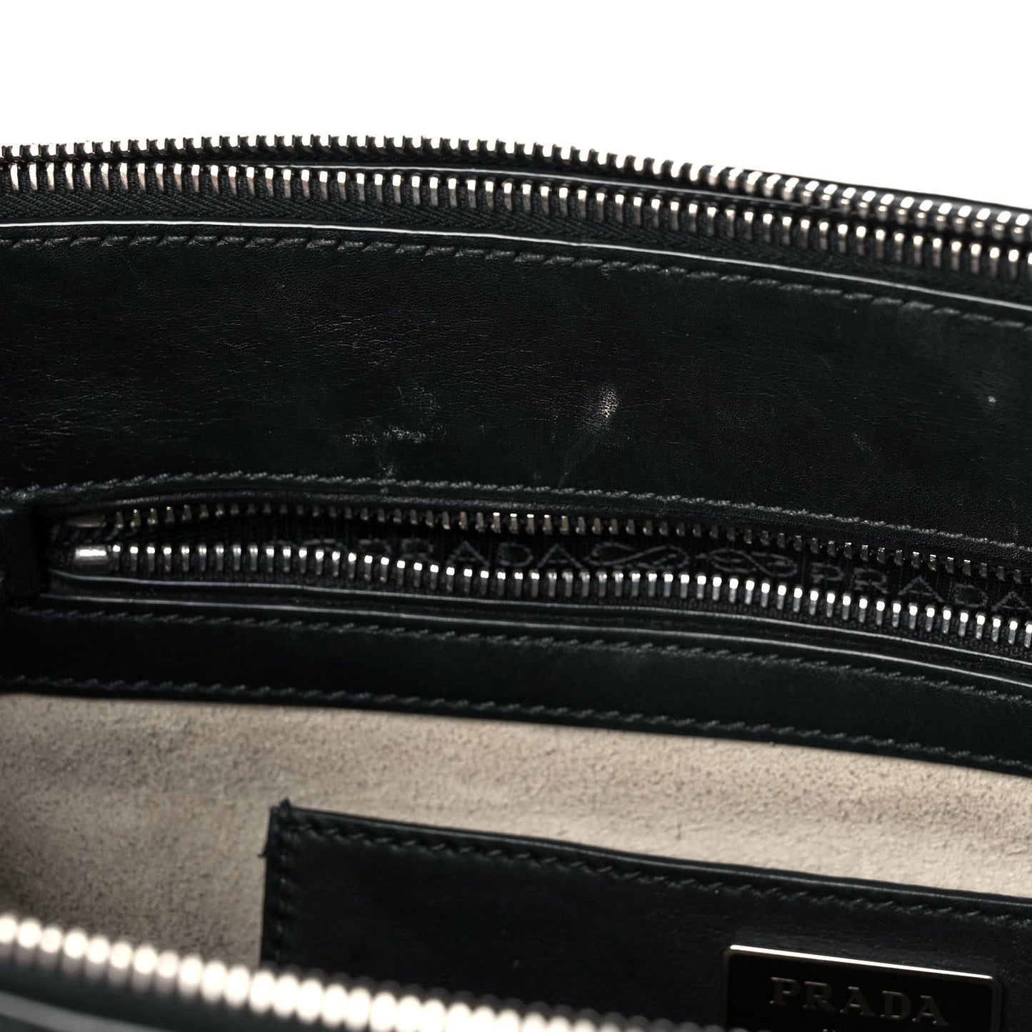 City Calf Hand Stitched Medium Galleria Double Zip Tote Black