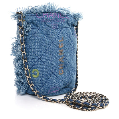 Chanel Denim Quilted Mood Mini Bucket With Chain Blue Multicolor 2 of 11