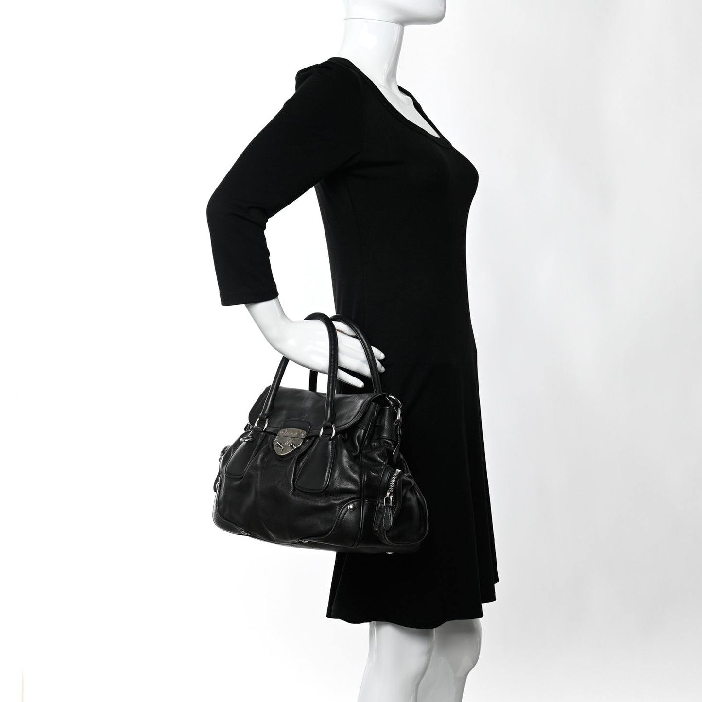 Cervo Antik Easy A Foldover Pushlock Flap Satchel Black