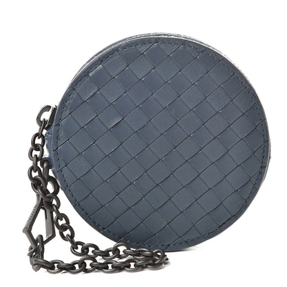 Bottega Veneta Nappa Intrecciato Round Coin Pouch Key Ring Denim 1 of 6
