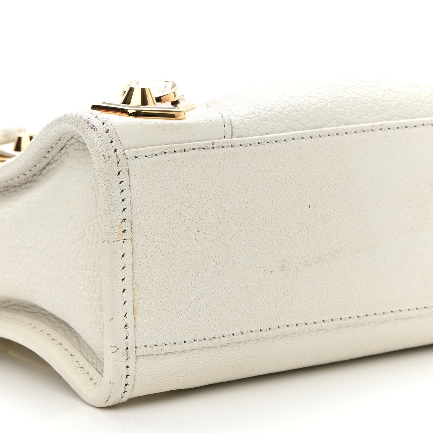Chevre Gold Metallic Edge Hardware Mini City White