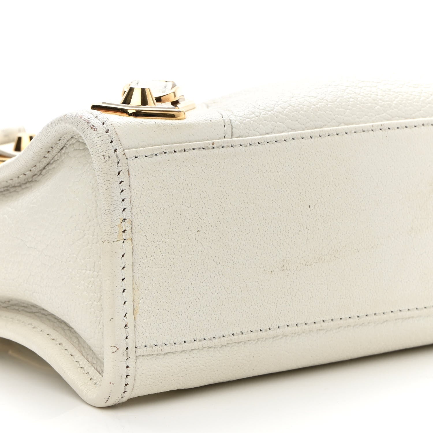 Balenciaga Chevre Gold Metallic Edge Hardware Mini City White 8 of 14