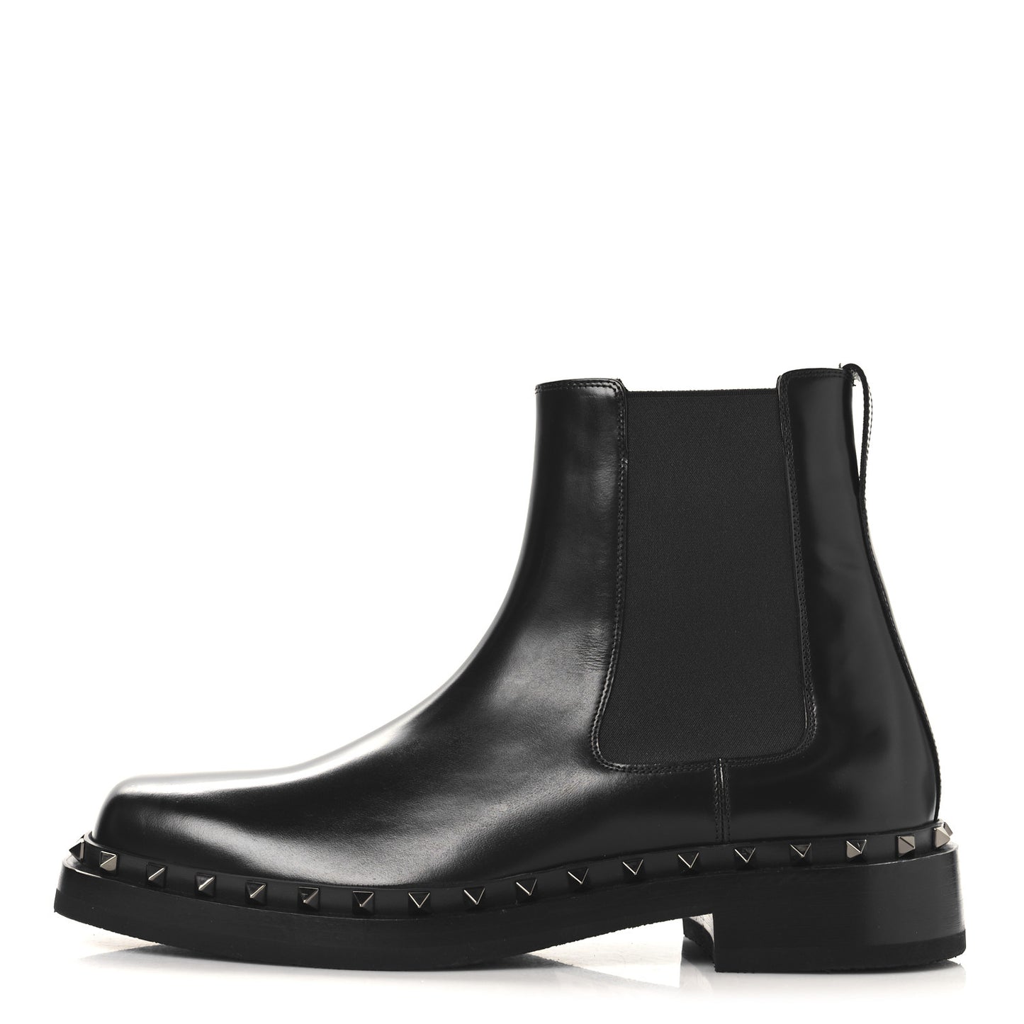Calfskin Rockstud Mens M-Way Square Toe Boots 45 Black
