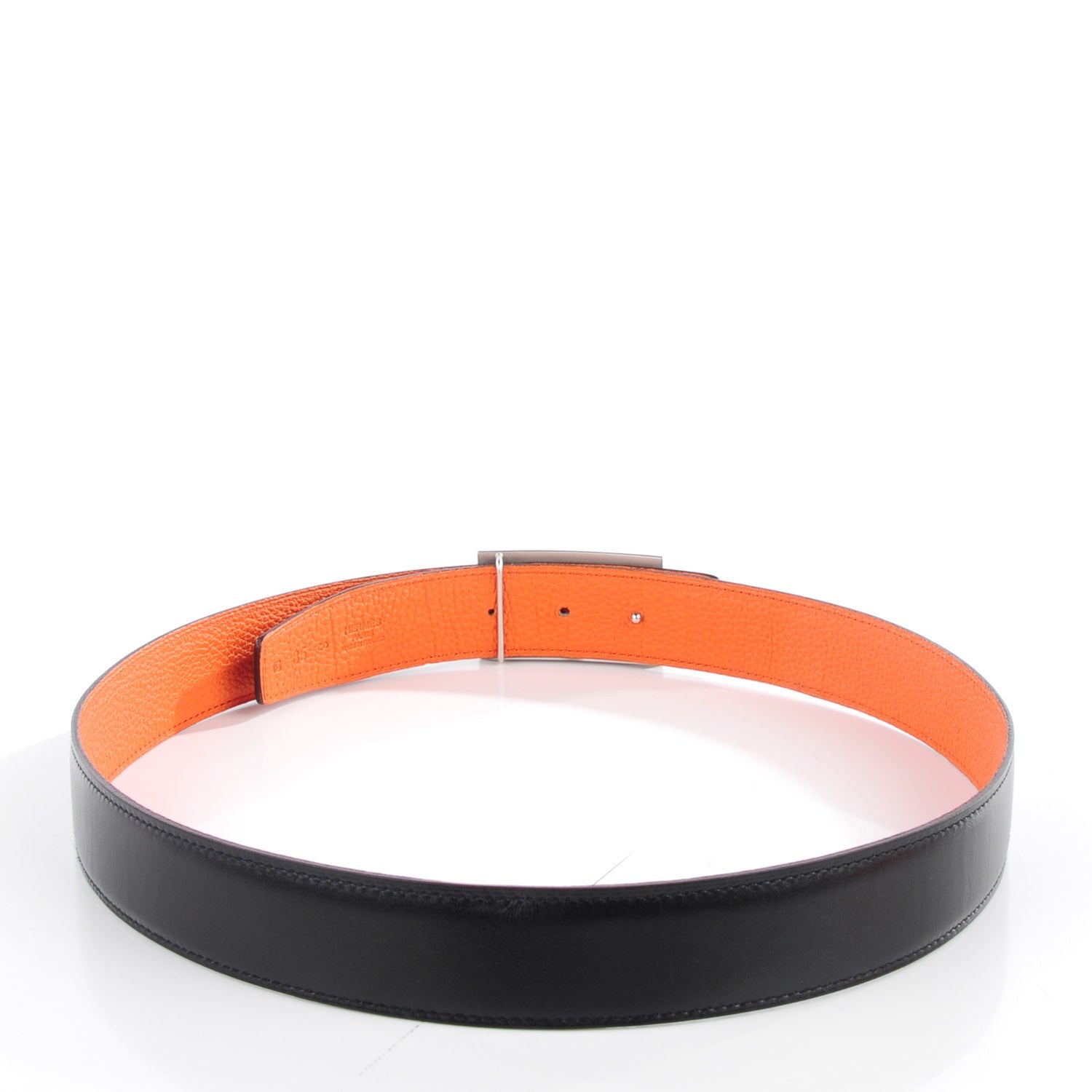 Hermes Box Togo 32mm Collier De Chien CDC Belt 85 Black Orange 3 of 9