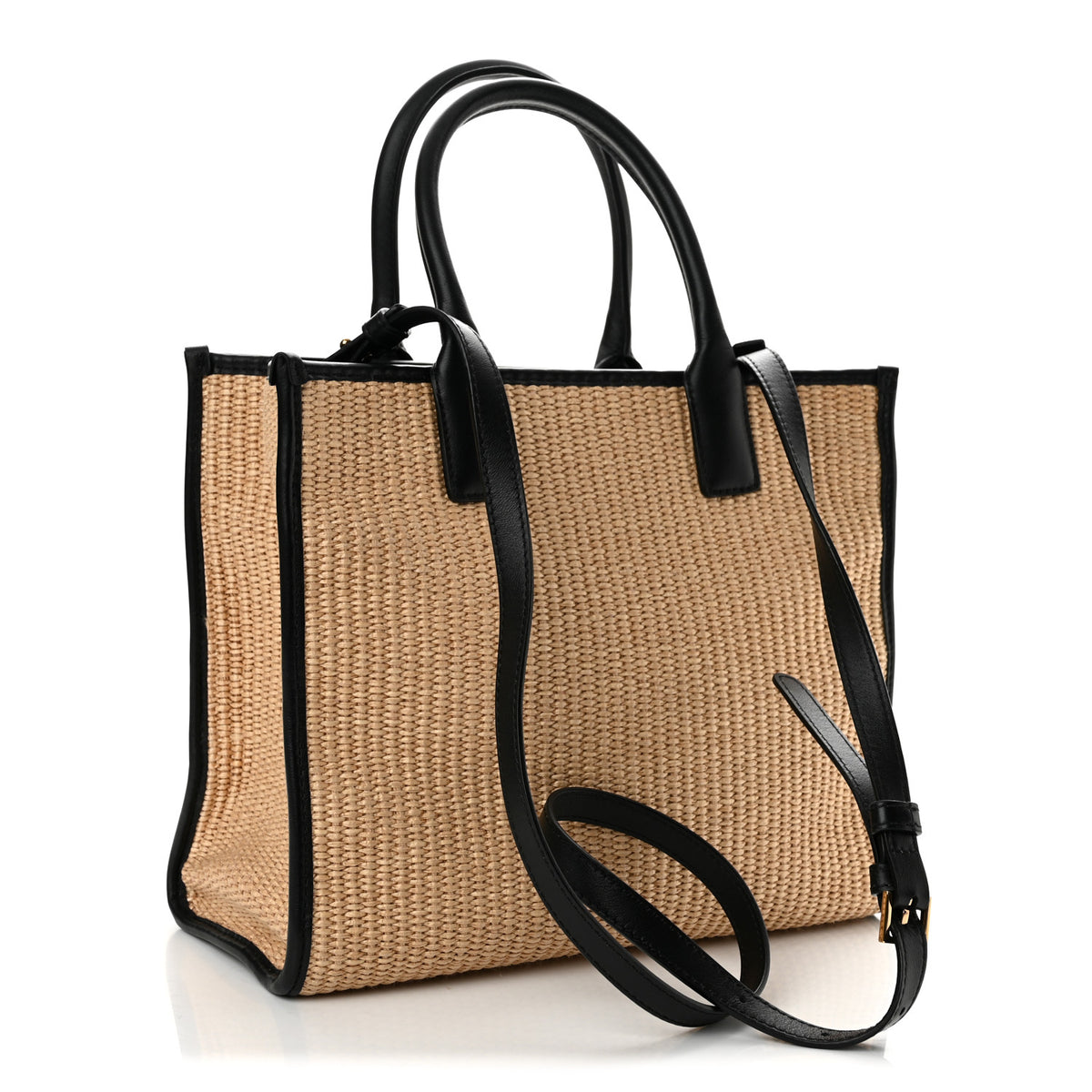 Raffia Calfskin La Medusa Small Tote Bag Beige