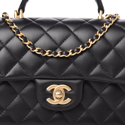 Chanel Lambskin Quilted Mini Top Handle Rectangular Flap Black 10 of 11