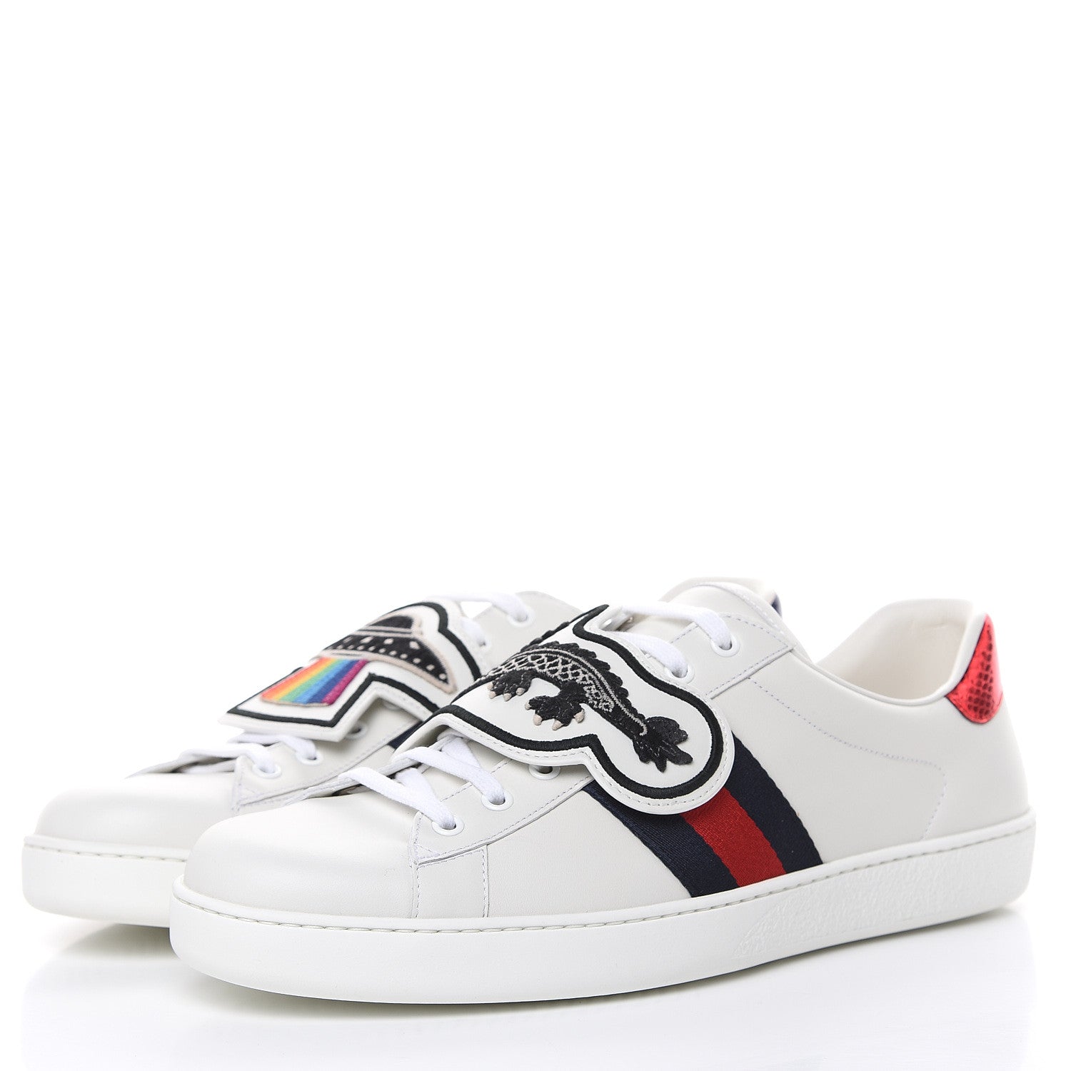 Gucci Calfskin Ayers Web UFO Dragon Embroidered Mens Ace Sneakers 12 White 3 of 9