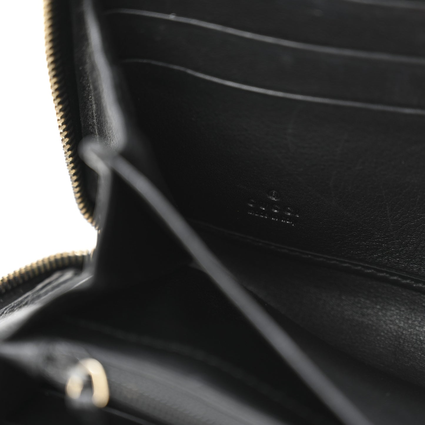 Guccissima Margaux Calfskin Metal Bar Zip Around Wallet Black