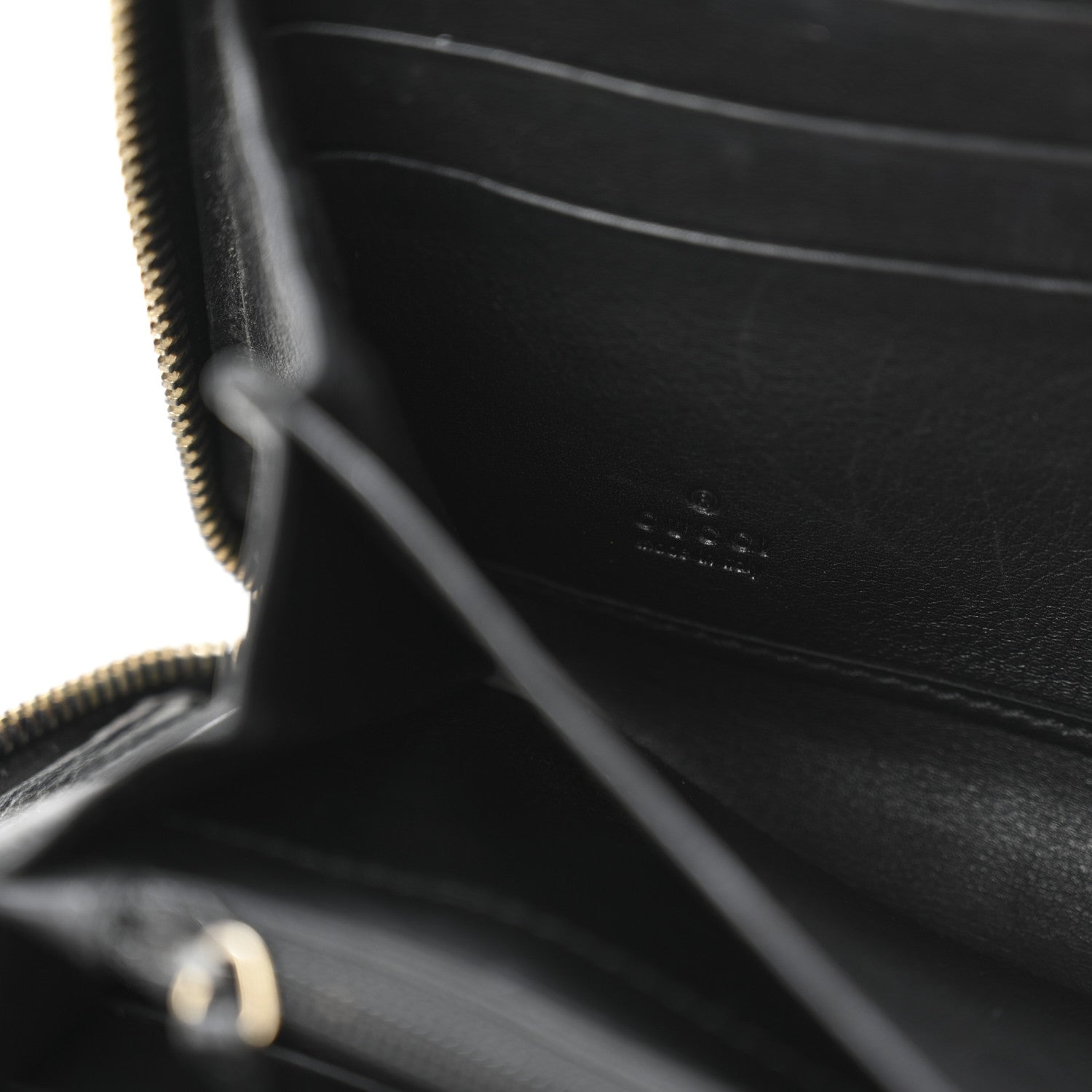 Gucci Guccissima Margaux Calfskin Metal Bar Zip Around Wallet Black 6 of 10