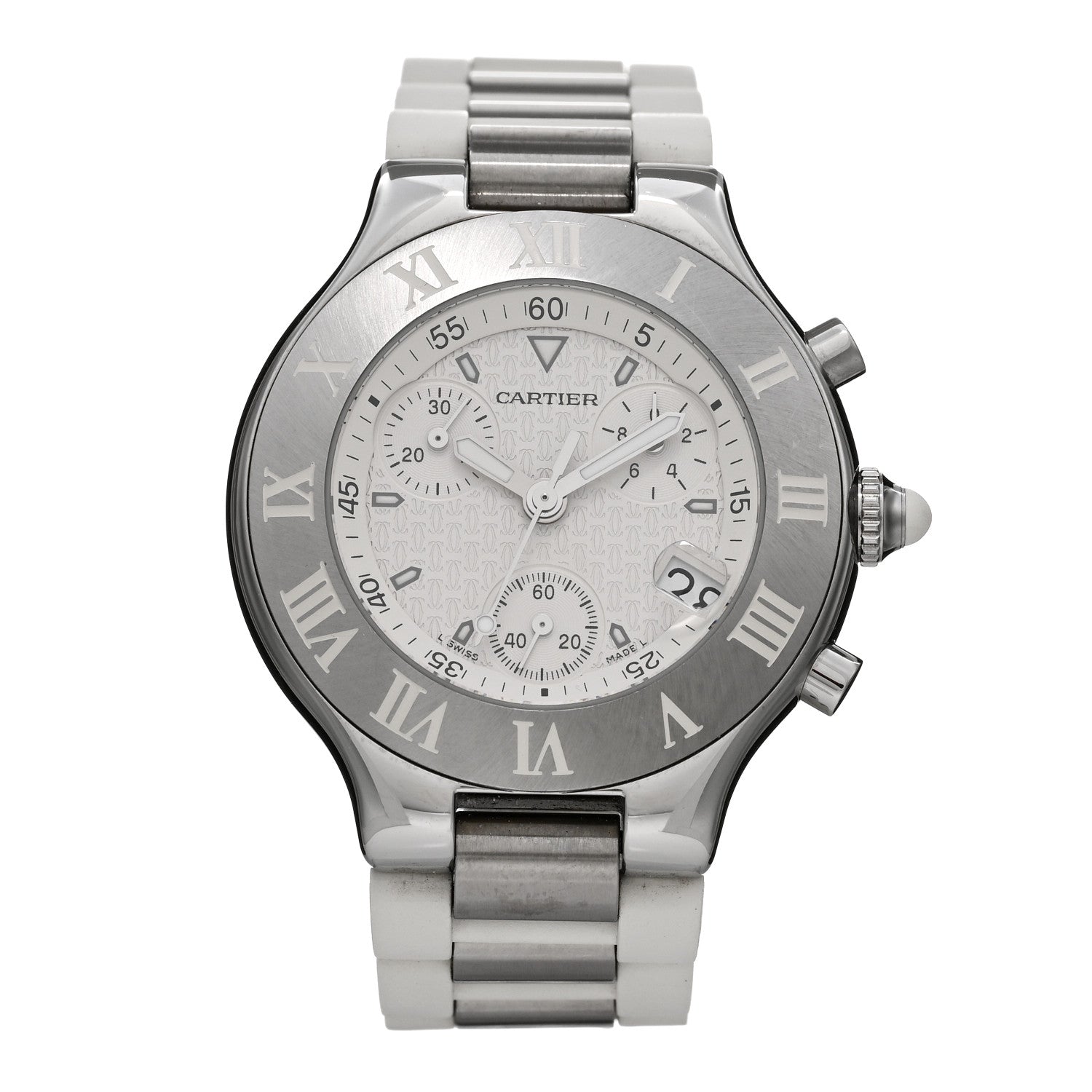 Cartier Stainless Steel Rubber 38mm Must 21 Chronoscaph Quartz Watch 1 of 4