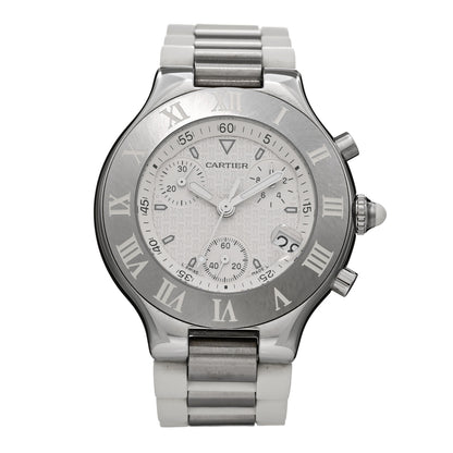 Cartier Stainless Steel Rubber 38mm Must 21 Chronoscaph Quartz Watch 1 of 4