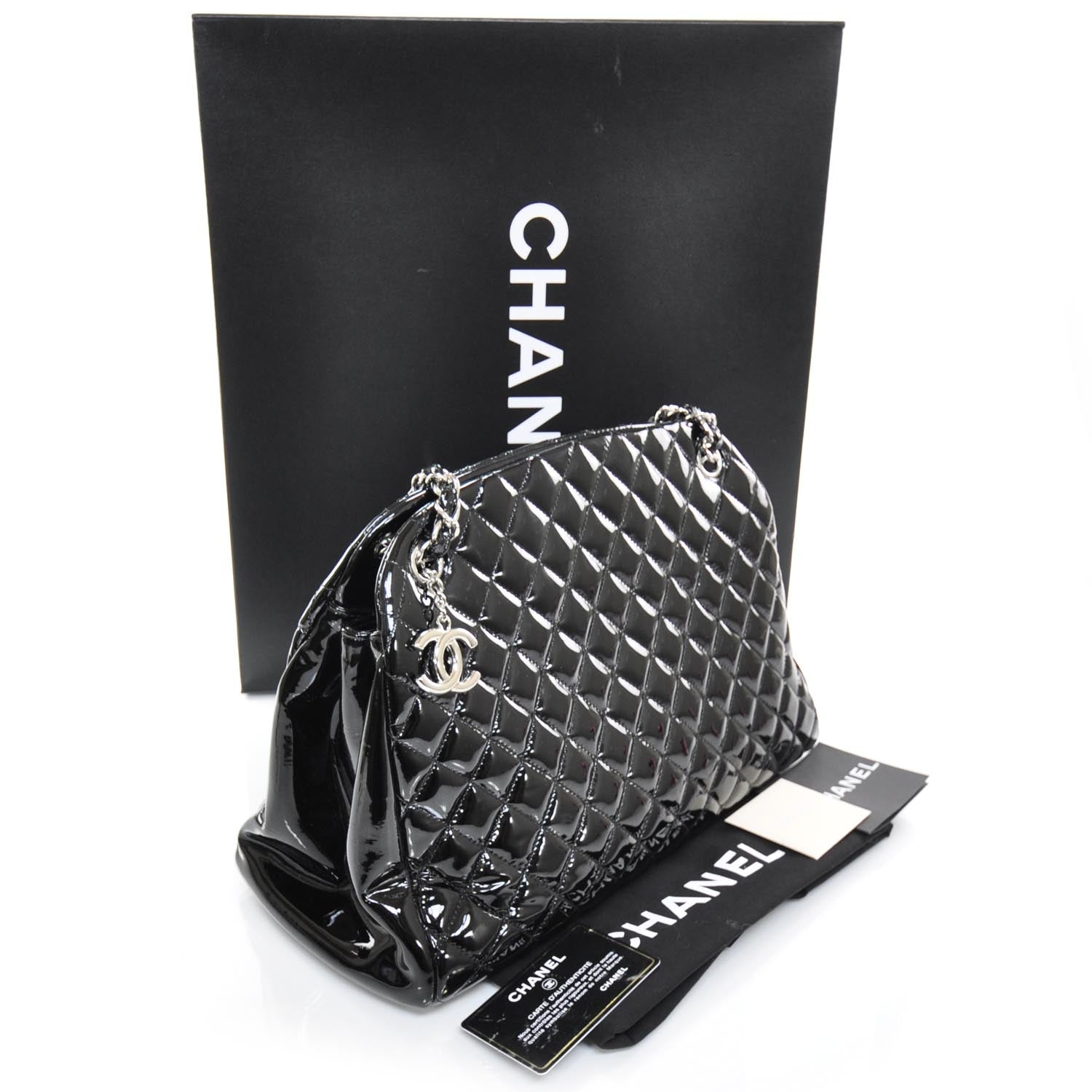 Chanel Patent Quilted Large Just Mademoiselle Black 3 of 10
