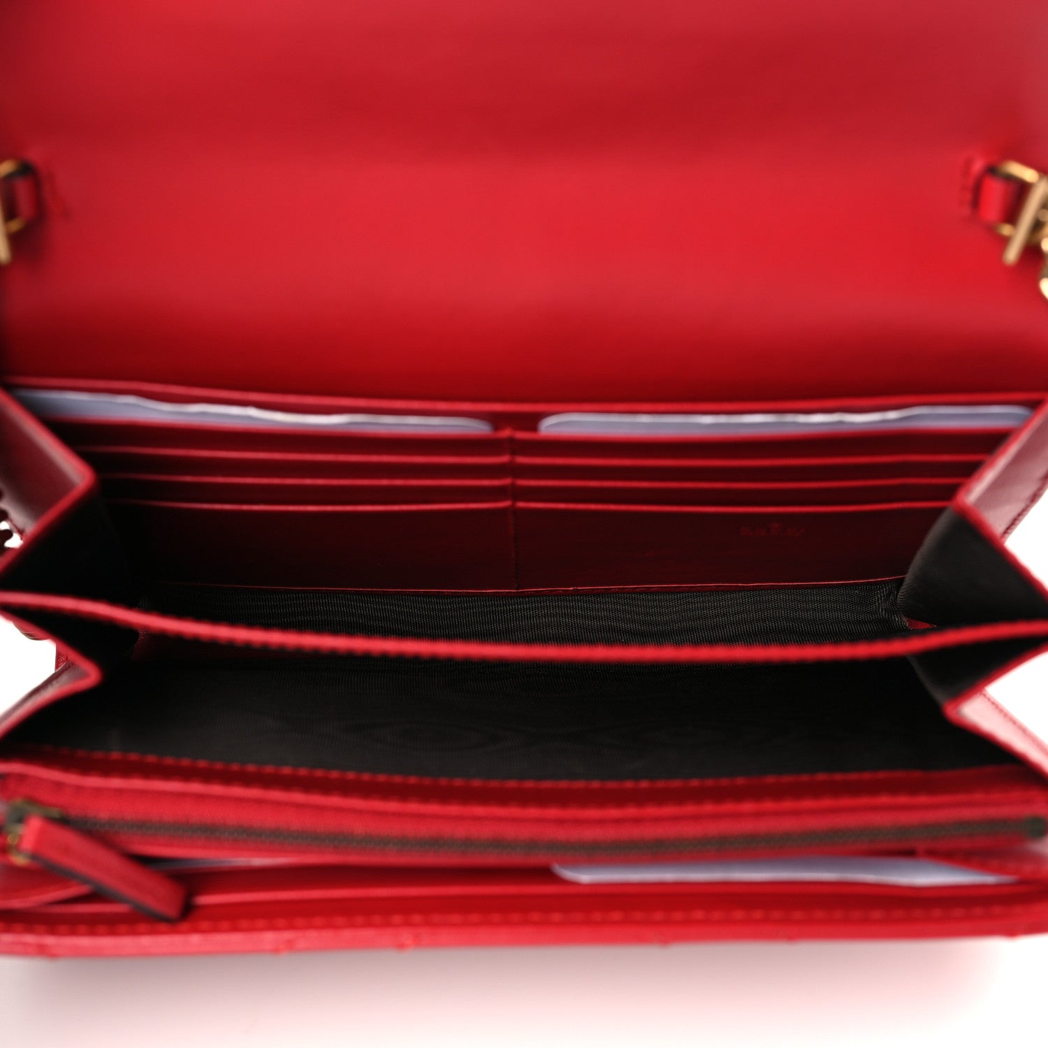 Gucci Calfskin Matelasse GG Marmont Chain Wallet Hibiscus Red 5 of 9
