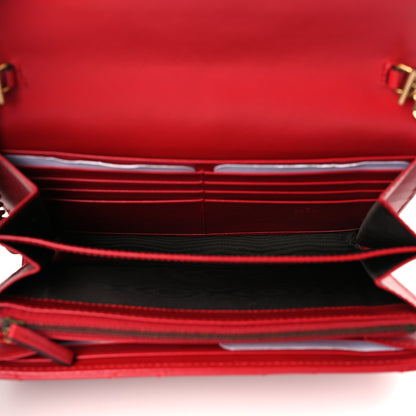 Gucci Calfskin Matelasse GG Marmont Chain Wallet Hibiscus Red 5 of 9