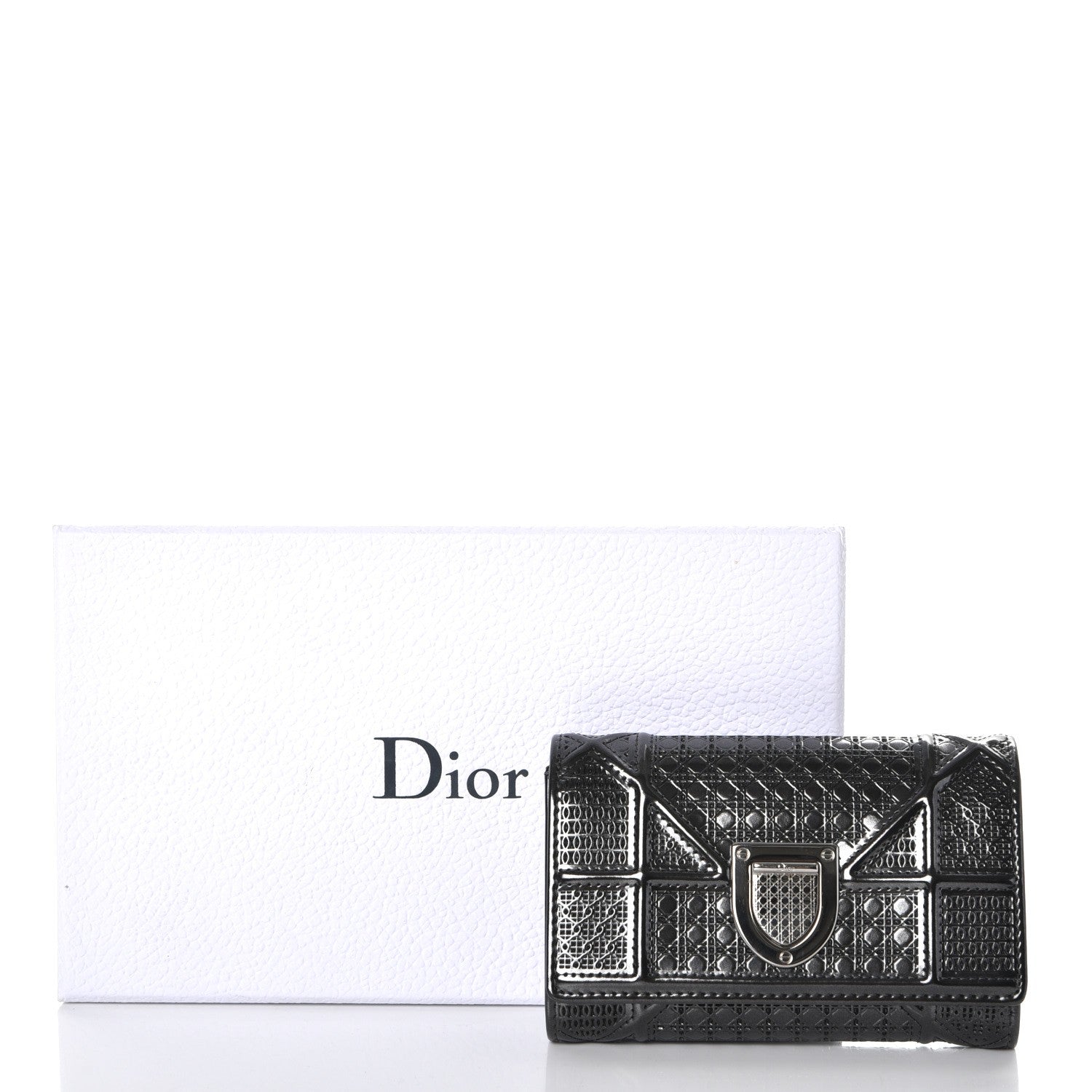 Christian Dior Metallic Patent Micro-Cannage Diorama Elancee Wallet Onyx Black 11 of 11