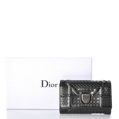Christian Dior Metallic Patent Micro-Cannage Diorama Elancee Wallet Onyx Black 11 of 11