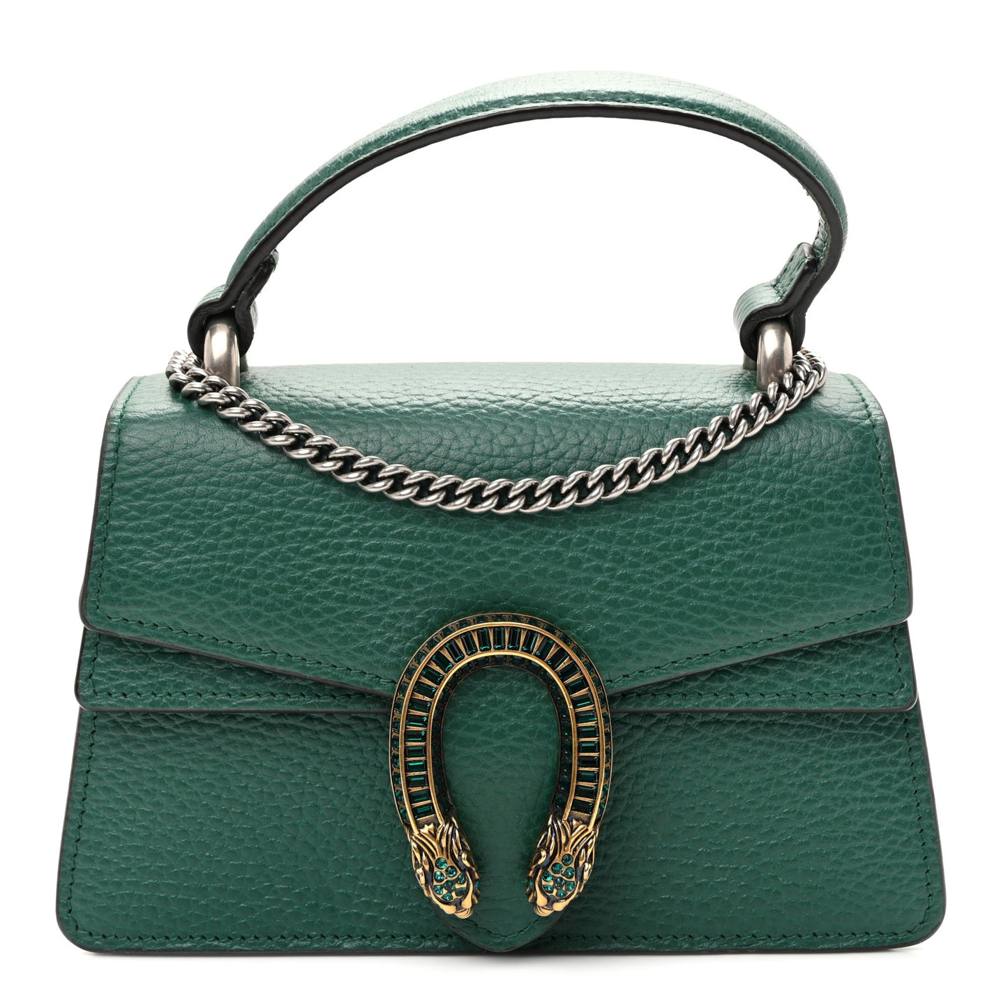 Dollar Calfskin Crystal Mini Dionysus Top Handle Bag Emerald