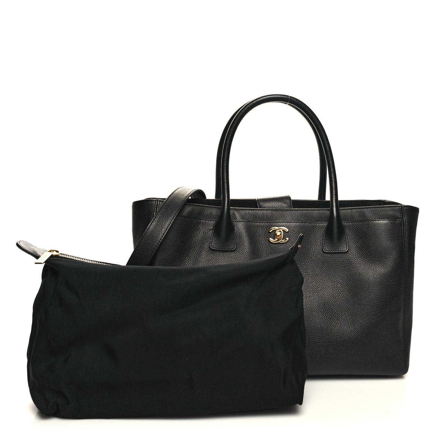 Calfskin Cerf Executive Shopper Tote Black