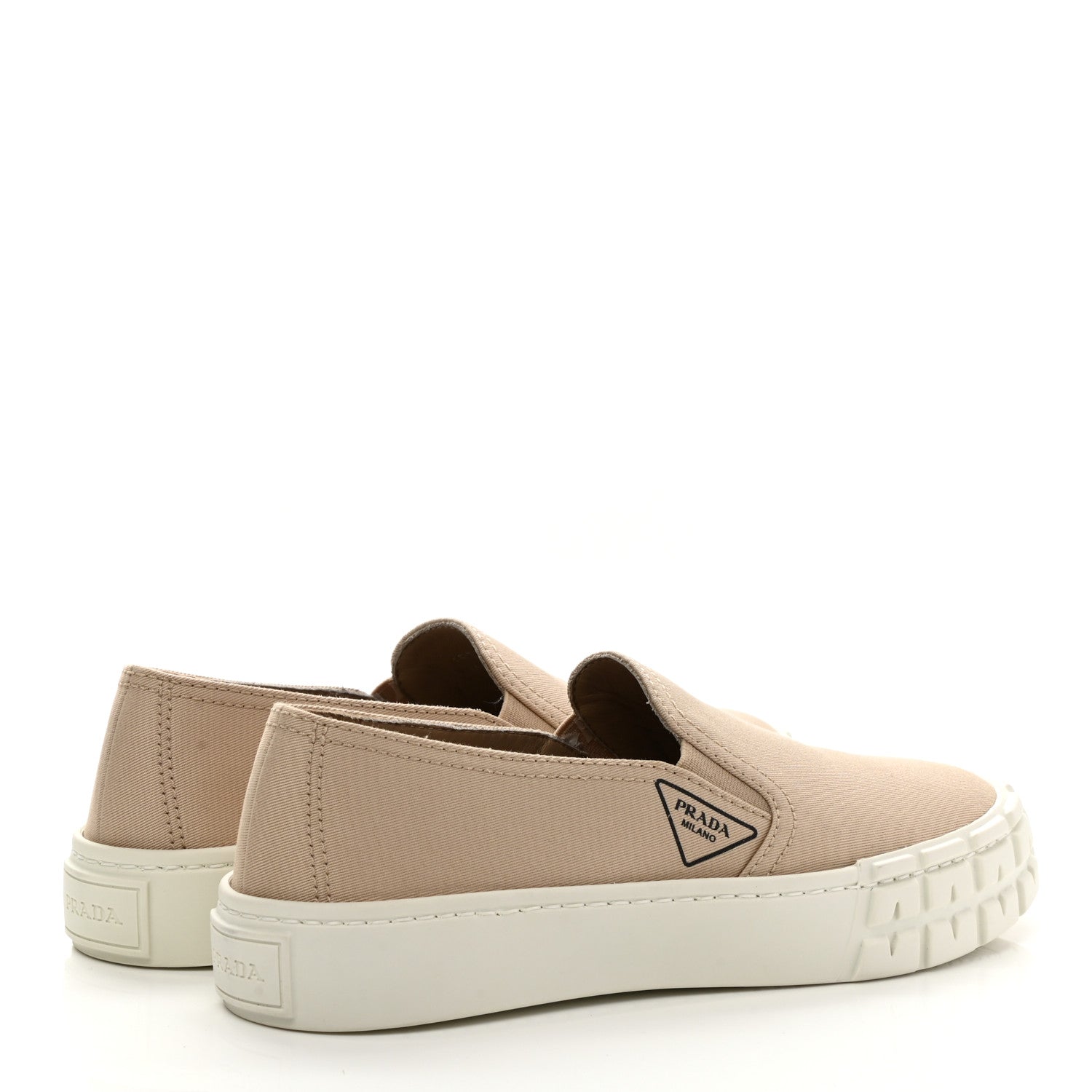Prada Gabardine Triangle Logo Cassetta Wheel Slip On 35mm Sneakers 35.5 Corda 4 of 9