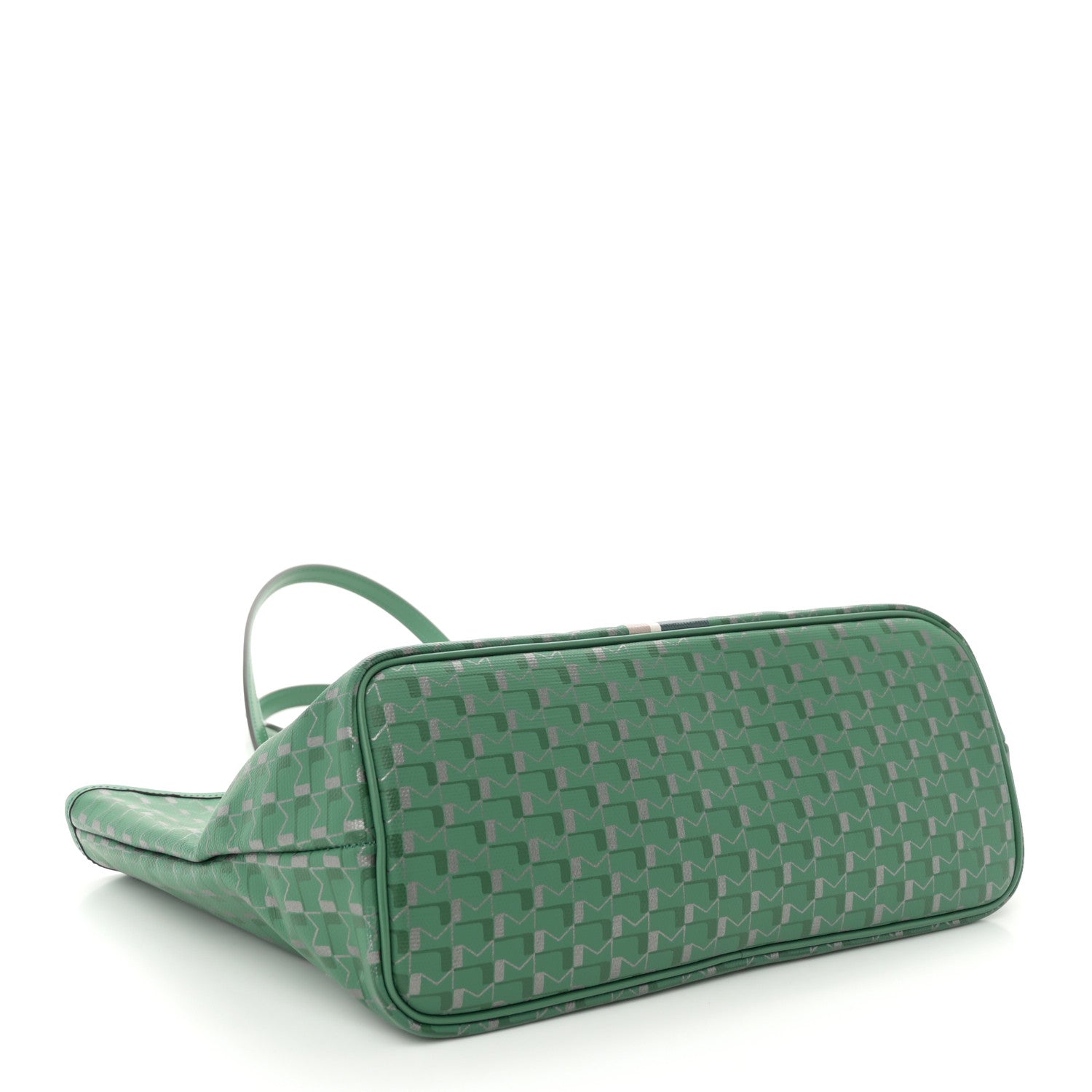 Moynat Grained Calfskin Canvas 1920 Oh! Tote Ruban PM Green Silver 4 of 10