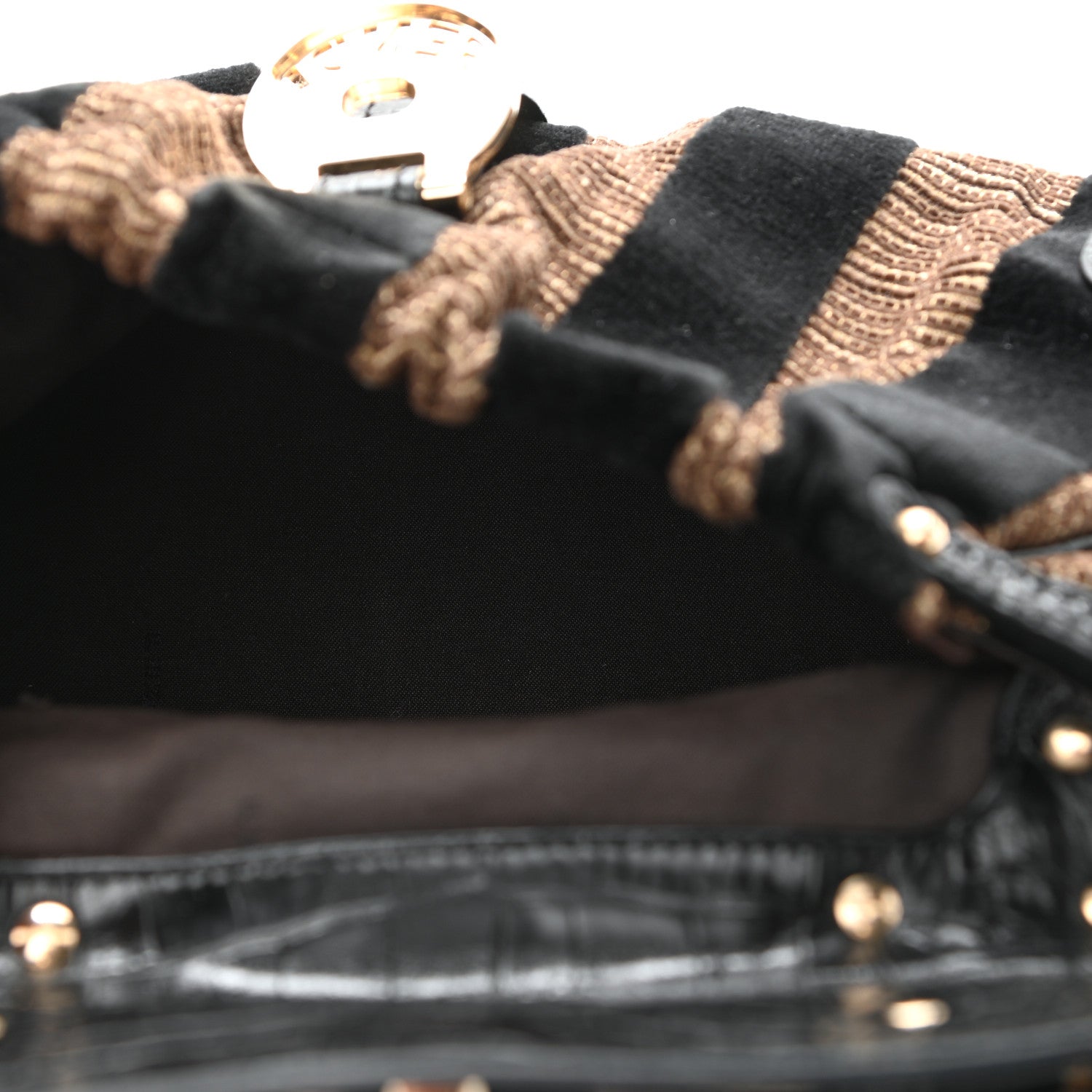 Fendi Velvet Crocodile Embossed Pequin Magic Bag Black 4 of 9