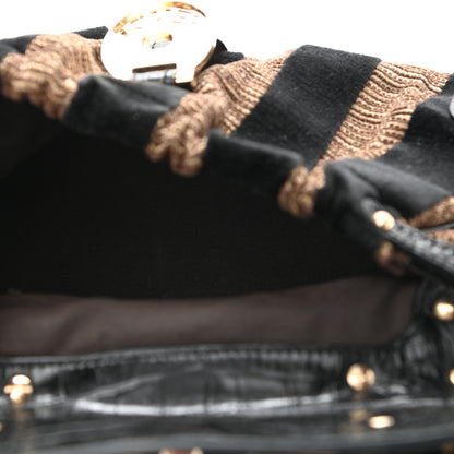 Fendi Velvet Crocodile Embossed Pequin Magic Bag Black 4 of 9