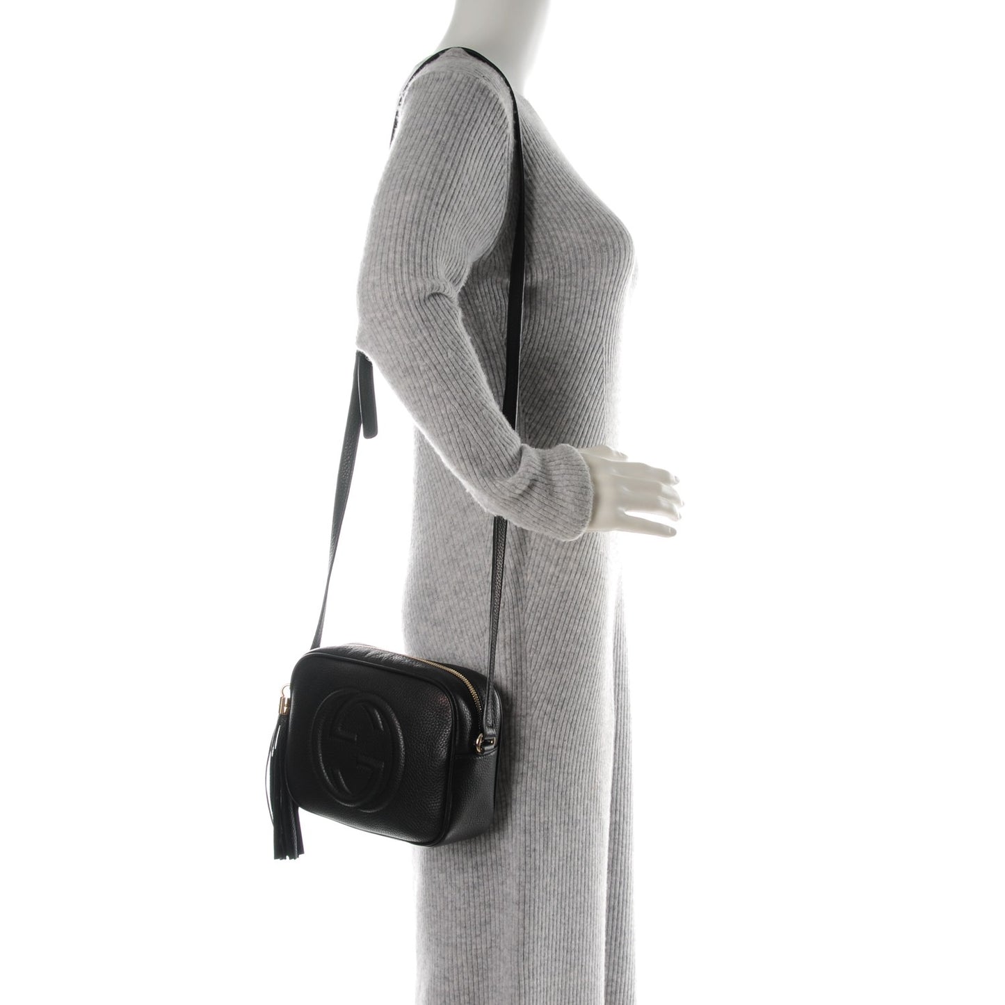 Pebbled Calfskin Small Soho Disco Bag Black