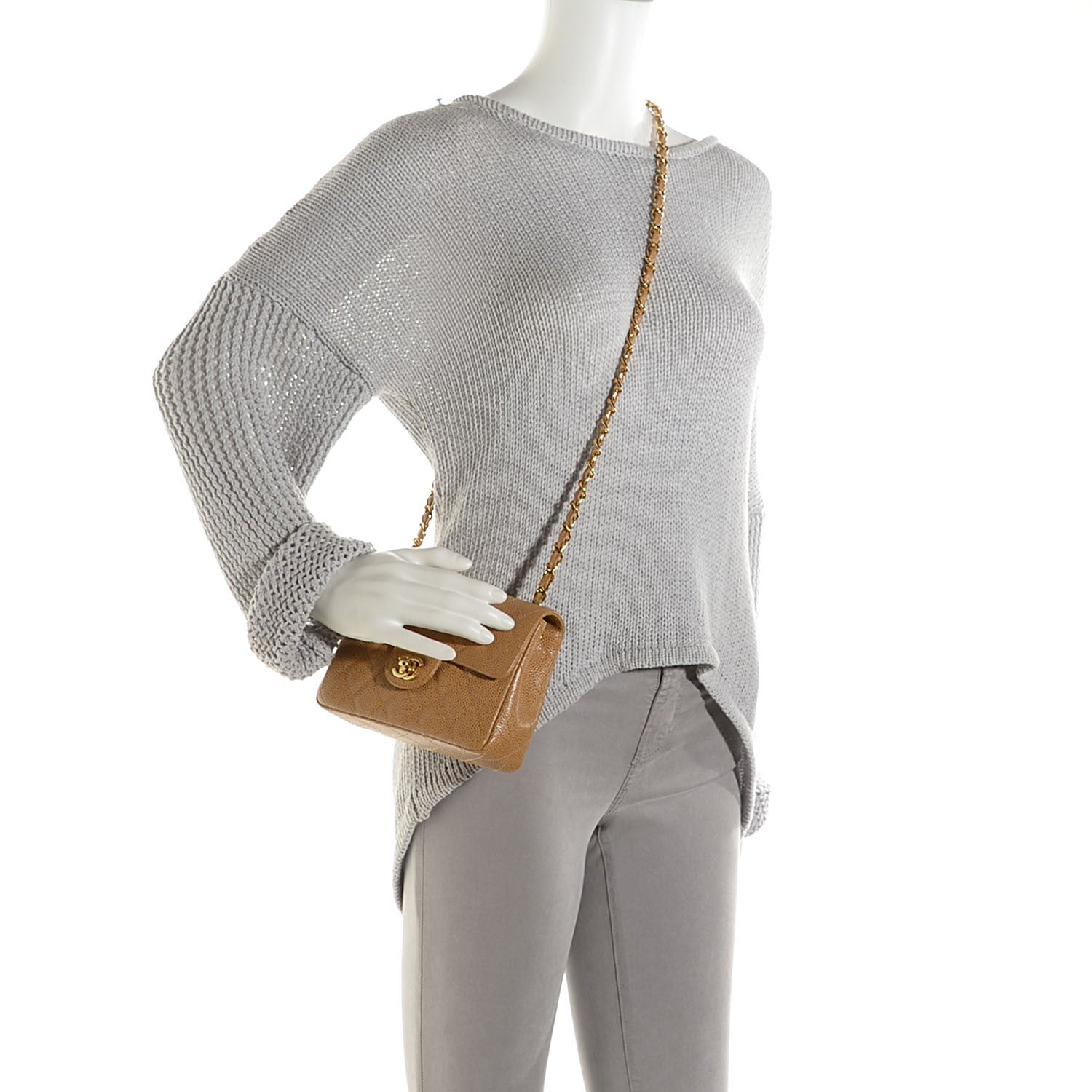 Chanel Caviar Quilted Mini Square Flap Beige 2 of 9